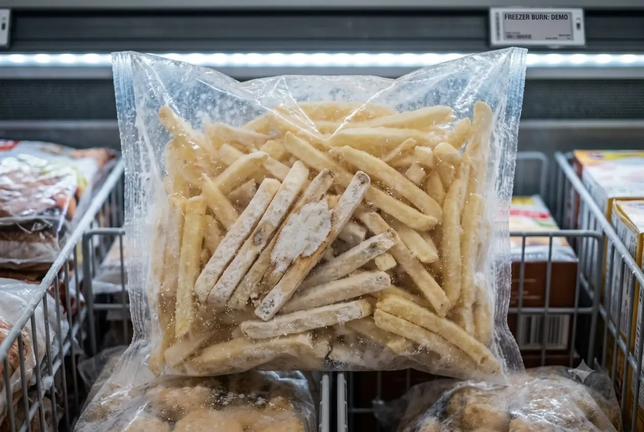 Perubahan warna pada kentang frozen akibat freezer burn