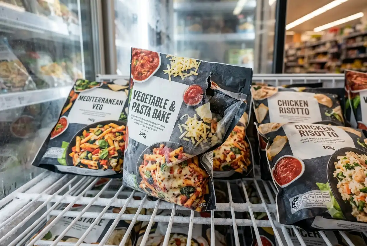 Kemasan frozen food robek dan seal terbuka